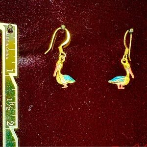 Vintage Gold Pelican Earrings